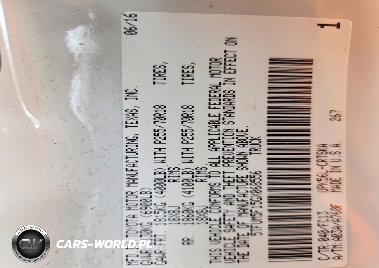 2016 Toyota Tundra Sr5 VIN:5TFUM5F15GX068556 - 12