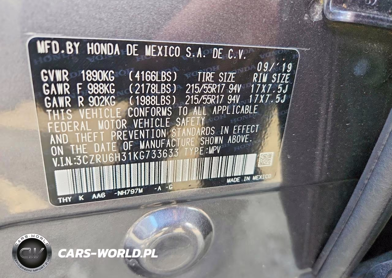 2019 Honda Hr-V Ex VIN:3CZRU6H31KG733633 - 14