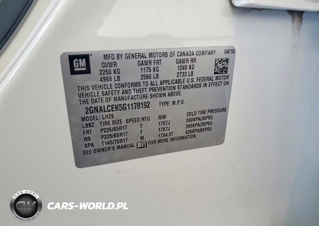 2016 Chevrolet Equinox Lt VIN:2GNALCEK5G1178192 - 13