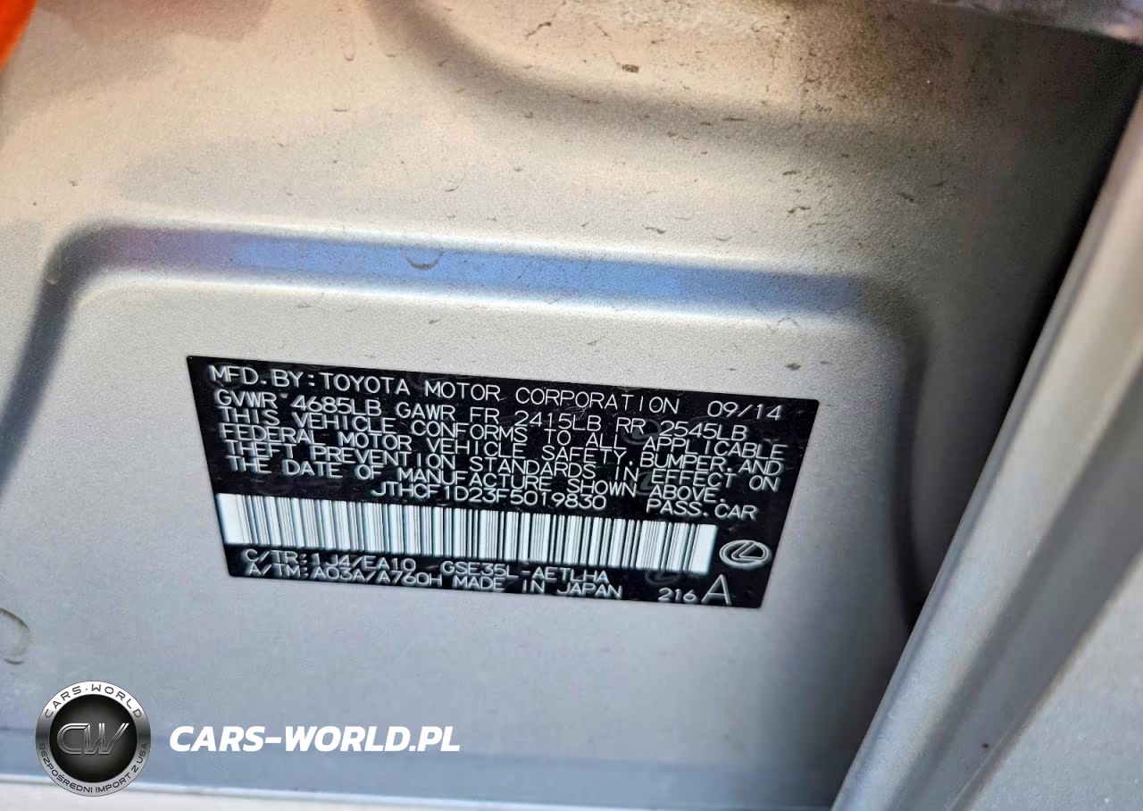 2015 Lexus Is 250 VIN:JTHCF1D23F5019830 - 12