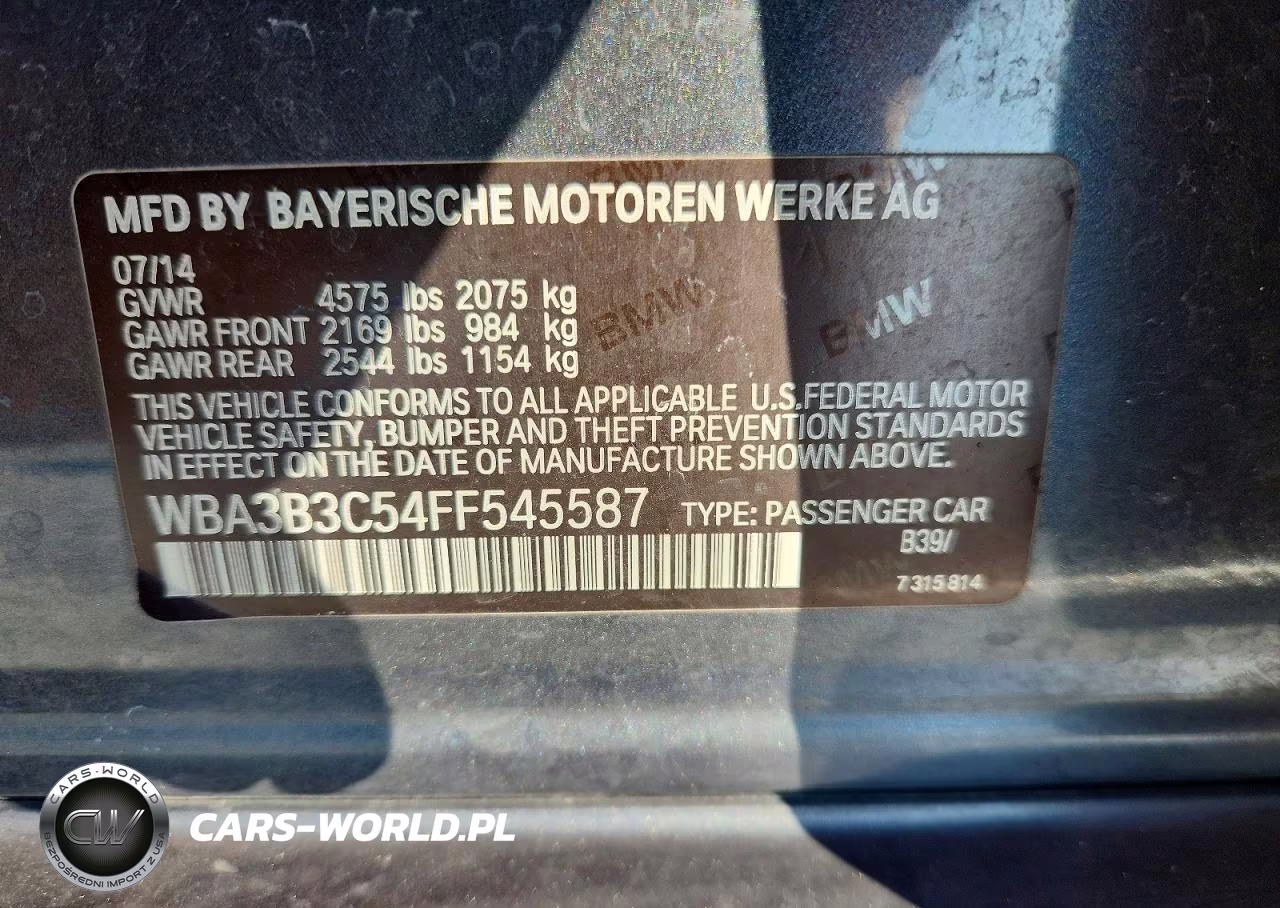 2015 BMW 328 Xi VIN:WBA3B3C54FF545587 - 12