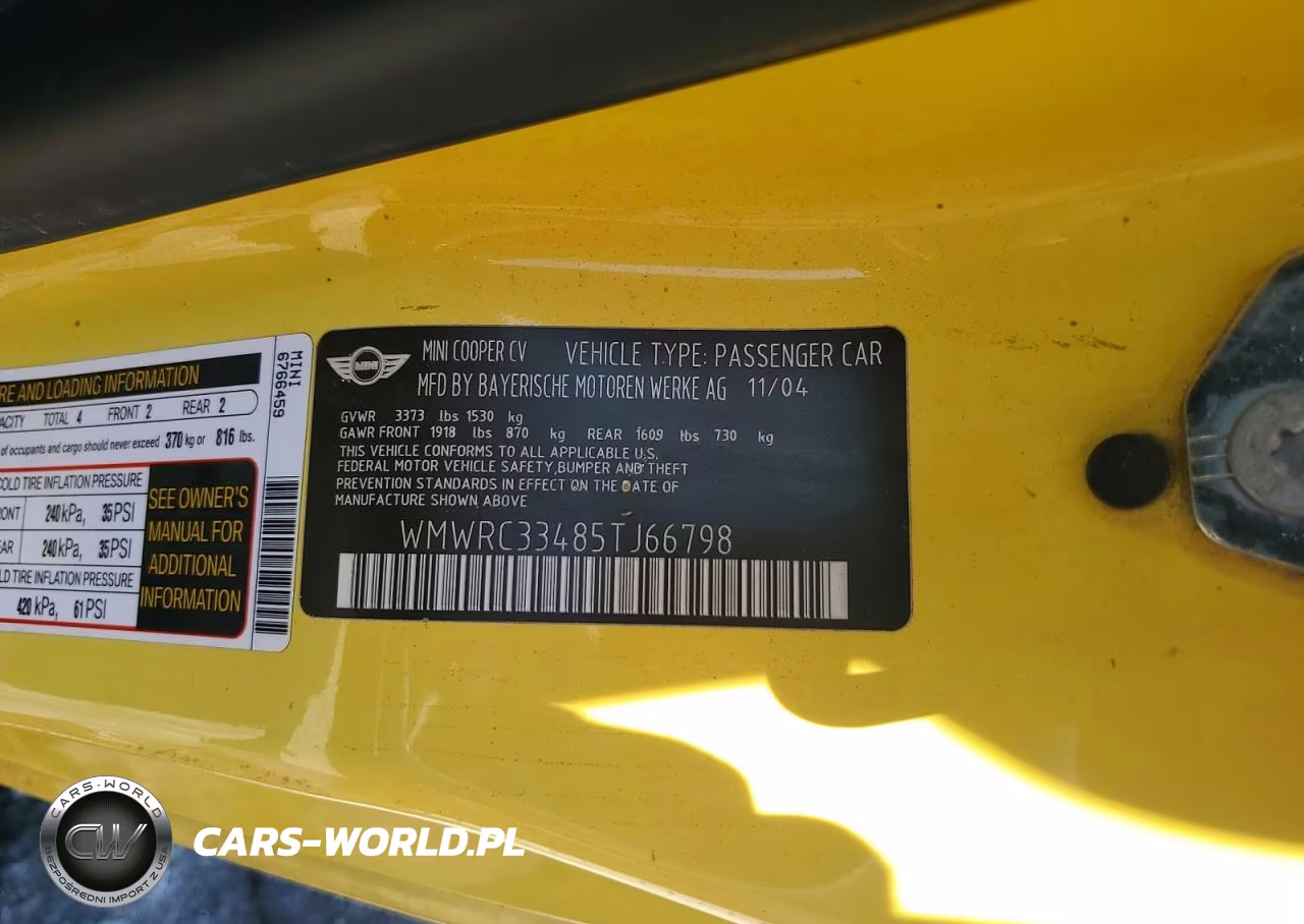 2005 Mini Cooper VIN:WMWRC33485TJ66798 - 12