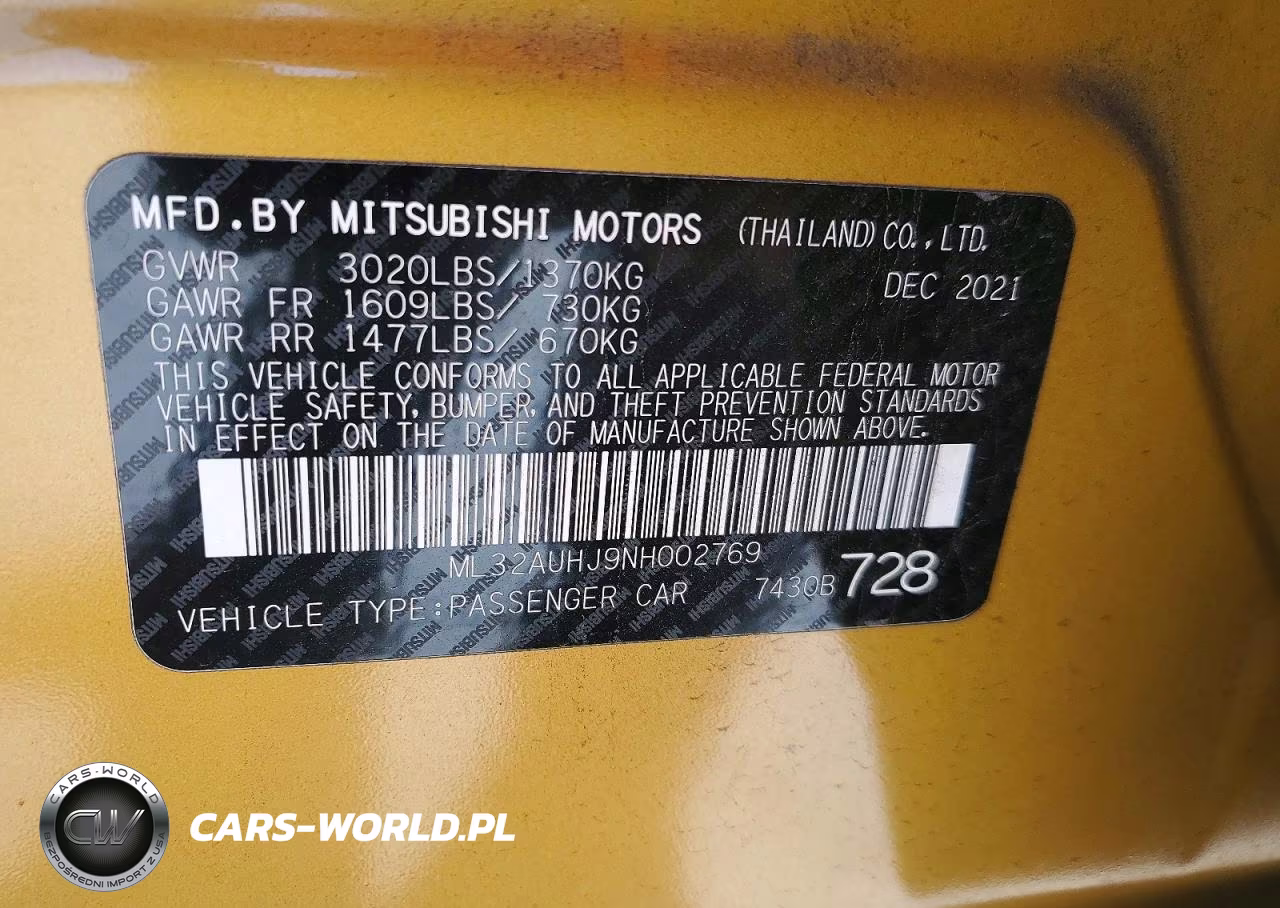 2022 Mitsubishi Mirage Es VIN:ML32AUHJ9NH002769 - 12