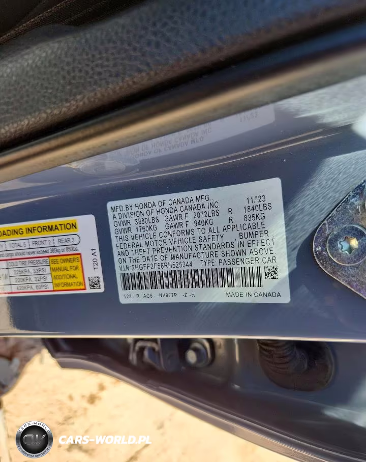 2024 Honda Civic 4D VIN:2HGFE2F58RH525344 - 12