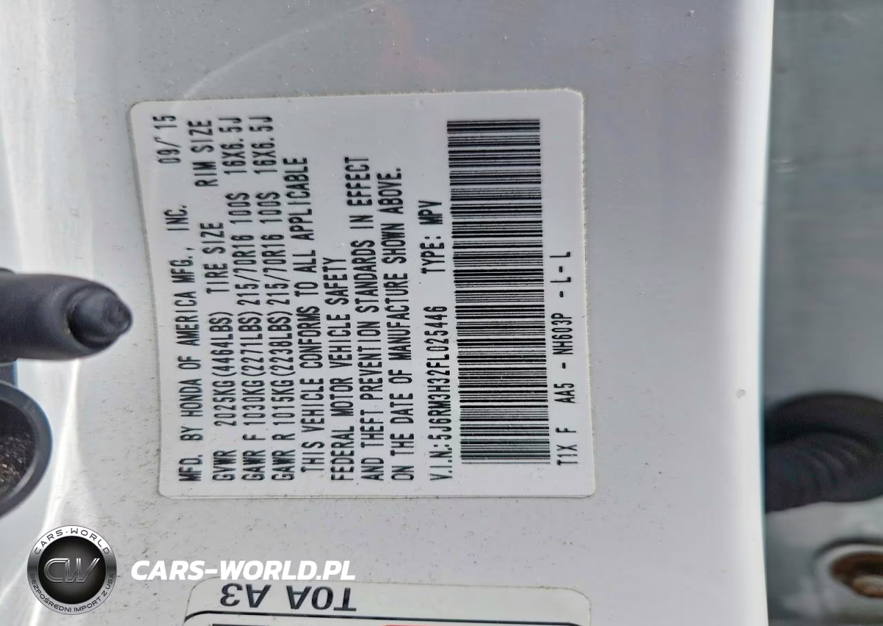 2015 Honda Cr-V Lx VIN:5J6RM3H32FL025446 - 13