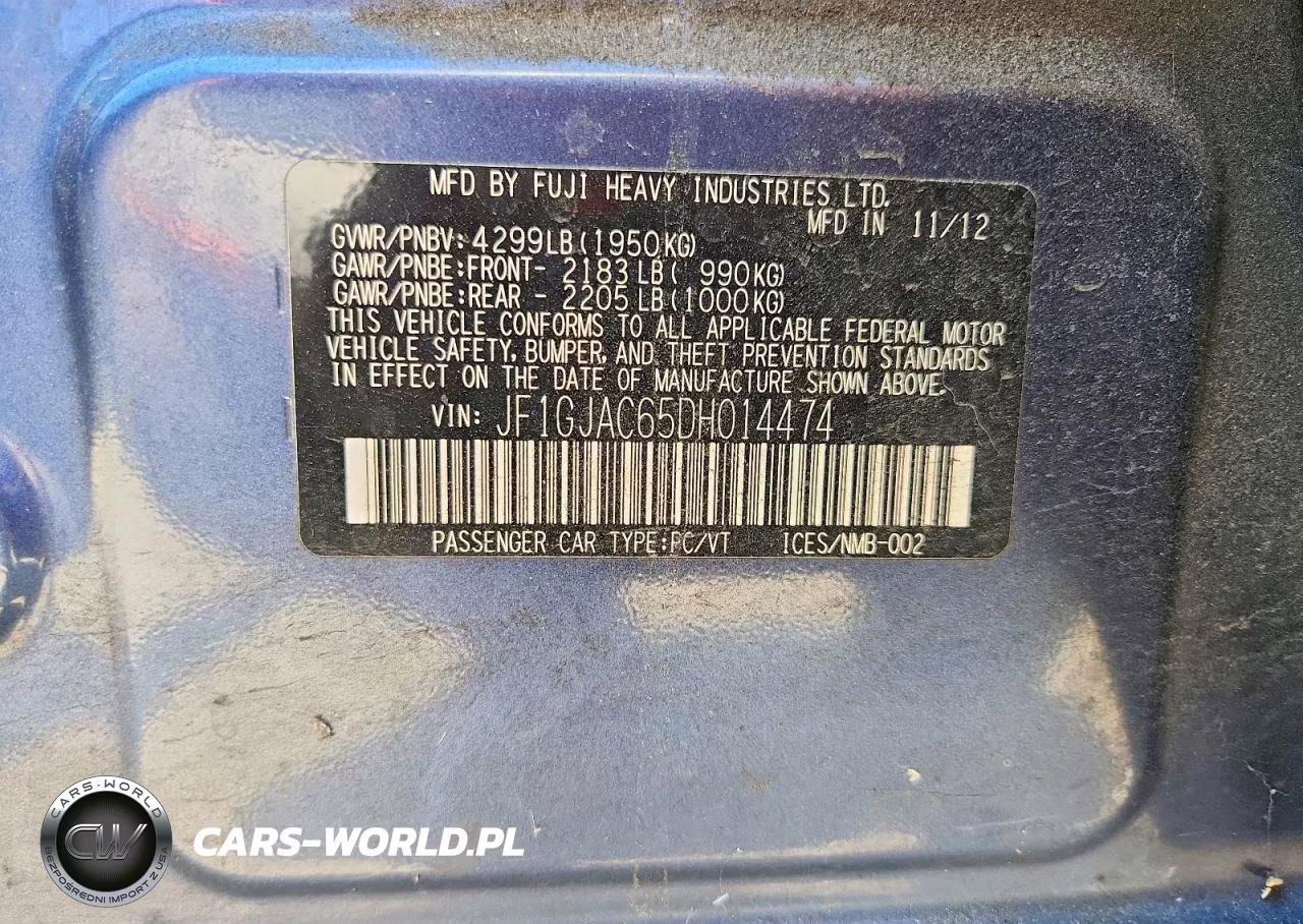 2013 Subaru Impreza Premium VIN:JF1GJAC65DH014474 - 12