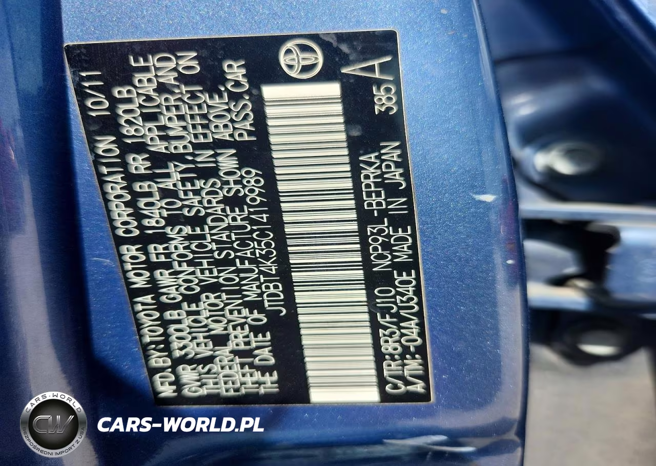 2012 Toyota Yaris Fleet VIN:JTDBT4K35C1419989 - 12