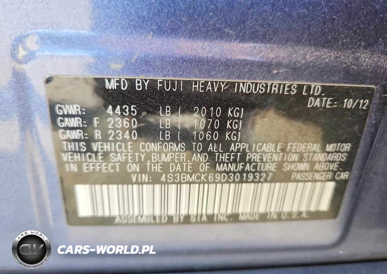 2013 Subaru Legacy 2.5I Limited VIN:4S3BMCK69D3019327 - 12