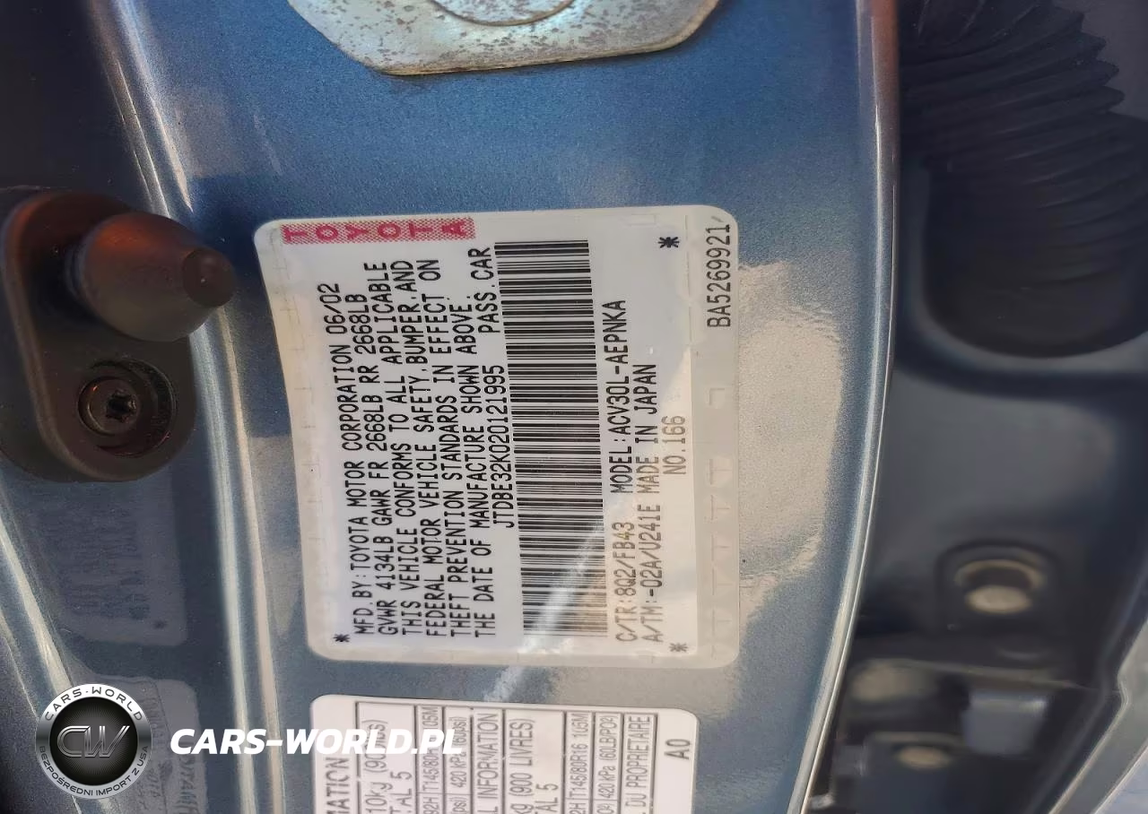 2002 Toyota Camry Le VIN:JTDBE32K020121995 - 12
