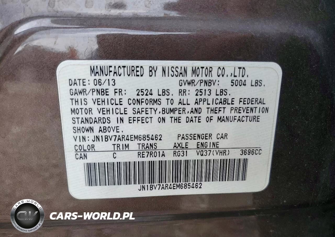 2014 Infiniti Q50 Base VIN:JN1BV7AR4EM685462 - 12