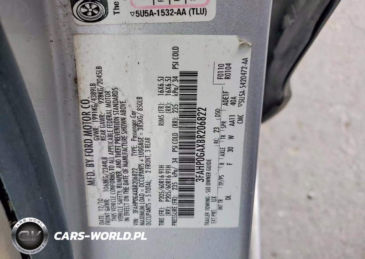 2011 Ford Fusion S VIN:3FAHP0GAXBR206822 - 12