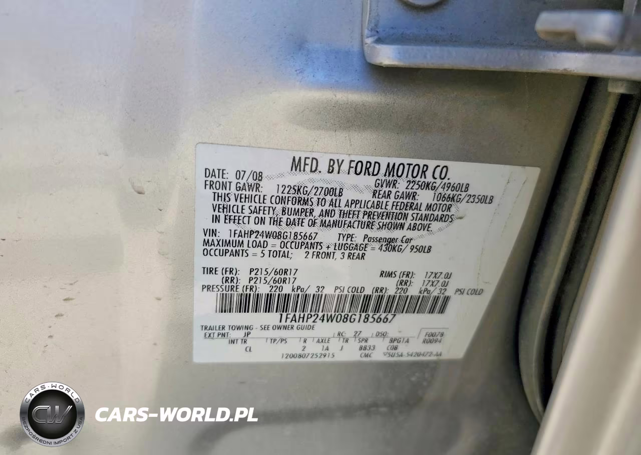 2008 Ford Taurus Sel VIN:1FAHP24W08G185667 - 12