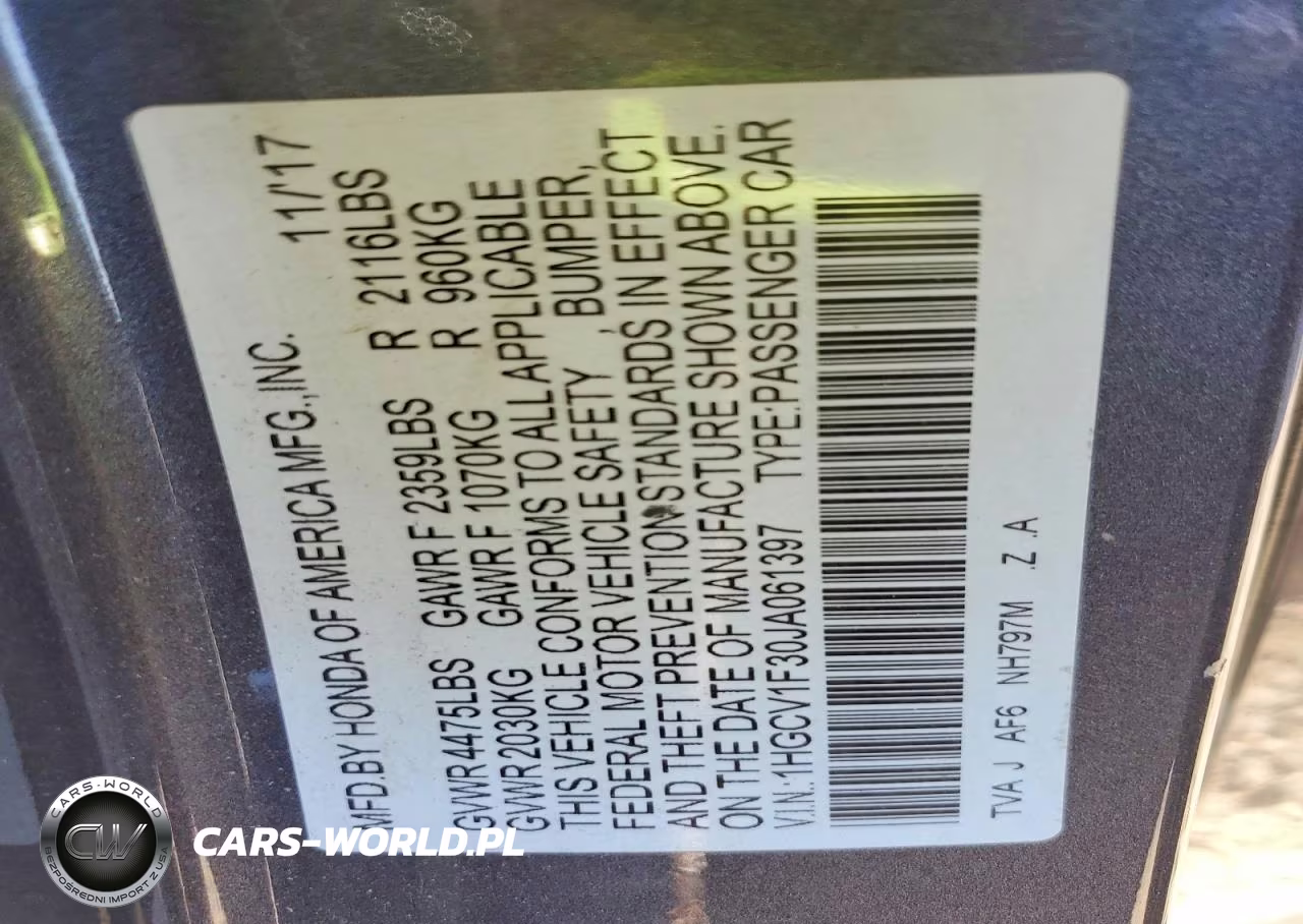 2018 Honda Accord Sport VIN:1HGCV1F30JA061397 - 13