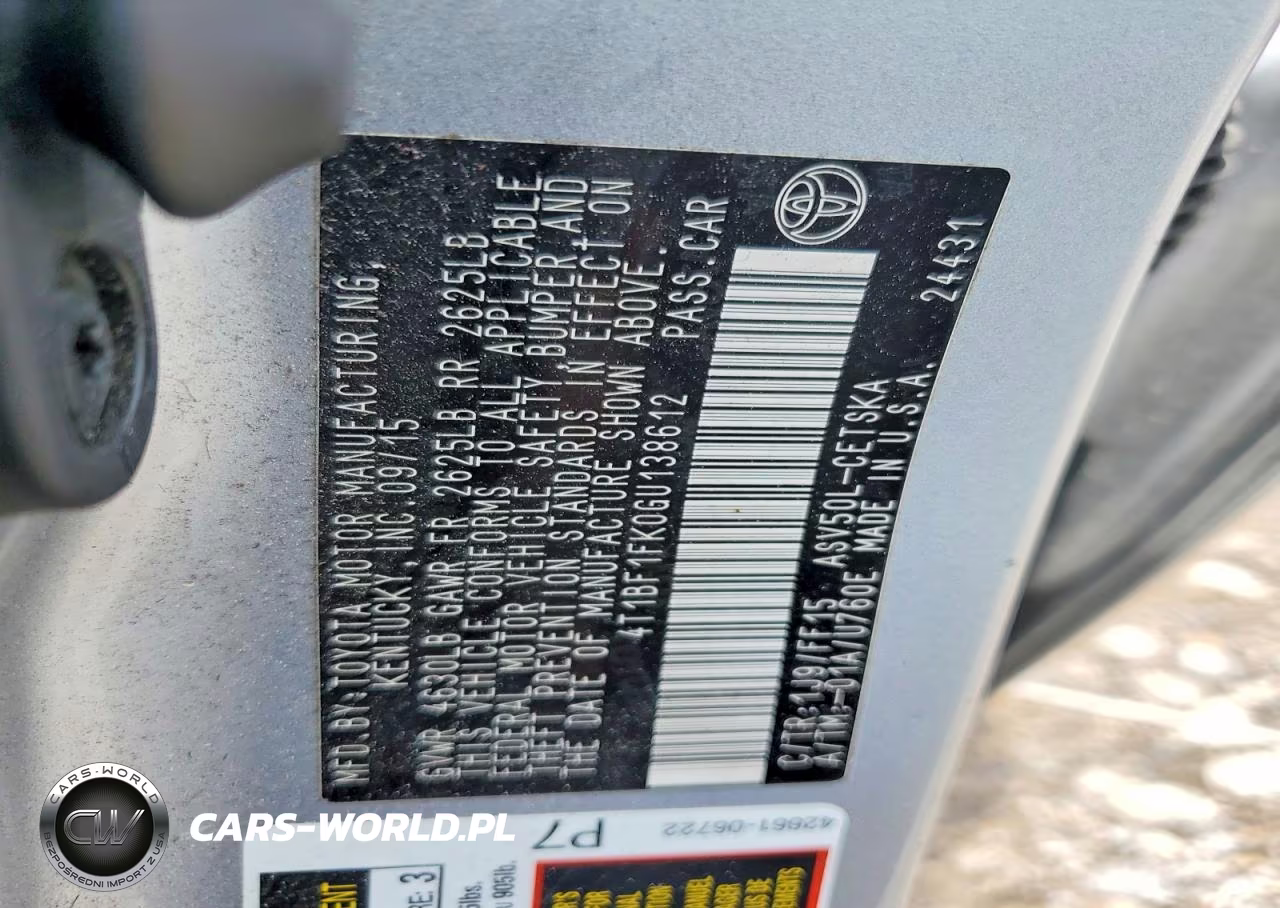 2016 Toyota Camry Se VIN:4T1BF1FK0GU138612 - 12