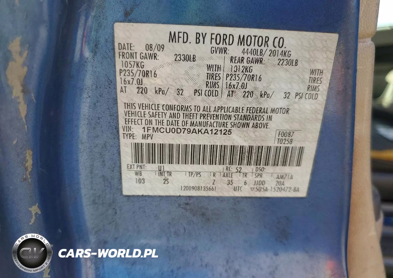 2010 Ford Escape Xlt VIN:1FMCU0D79AKA12125 - 12