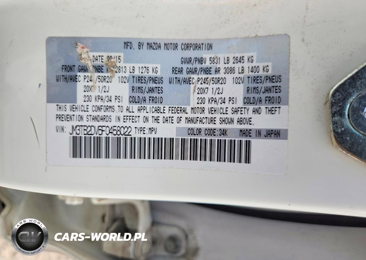 2015 Mazda Cx-9 Grand Touring VIN:JM3TB2DV6F0458022 - 13