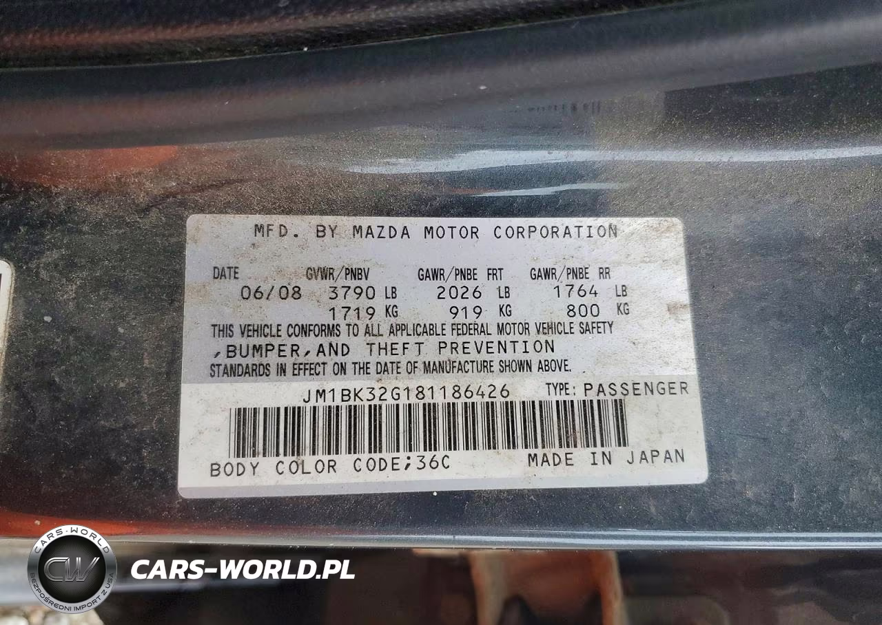 2008 Mazda 3 I VIN:JM1BK32G181186426 - 12