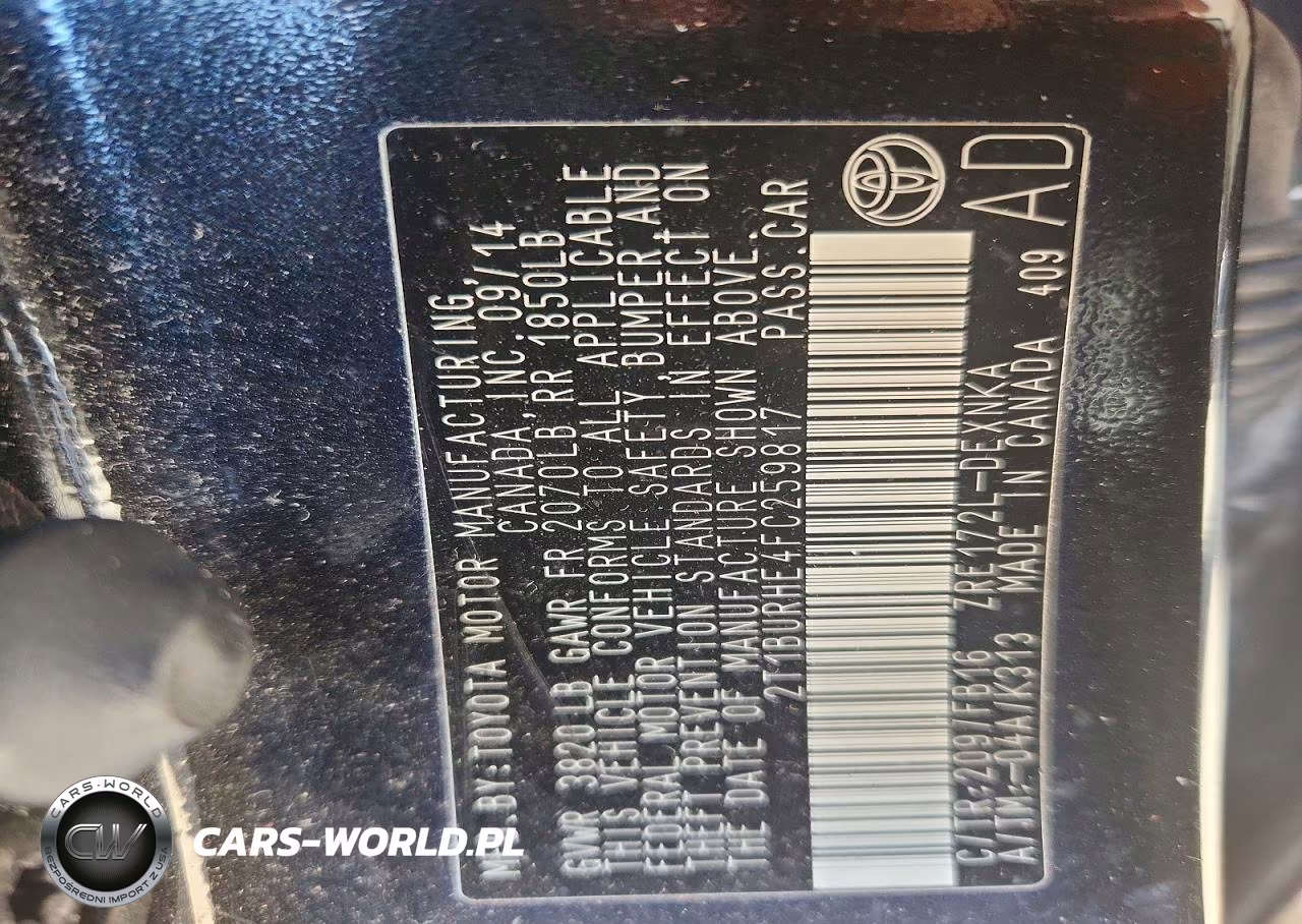 2015 Toyota Corolla Le VIN:2T1BURHE4FC259817 - 12