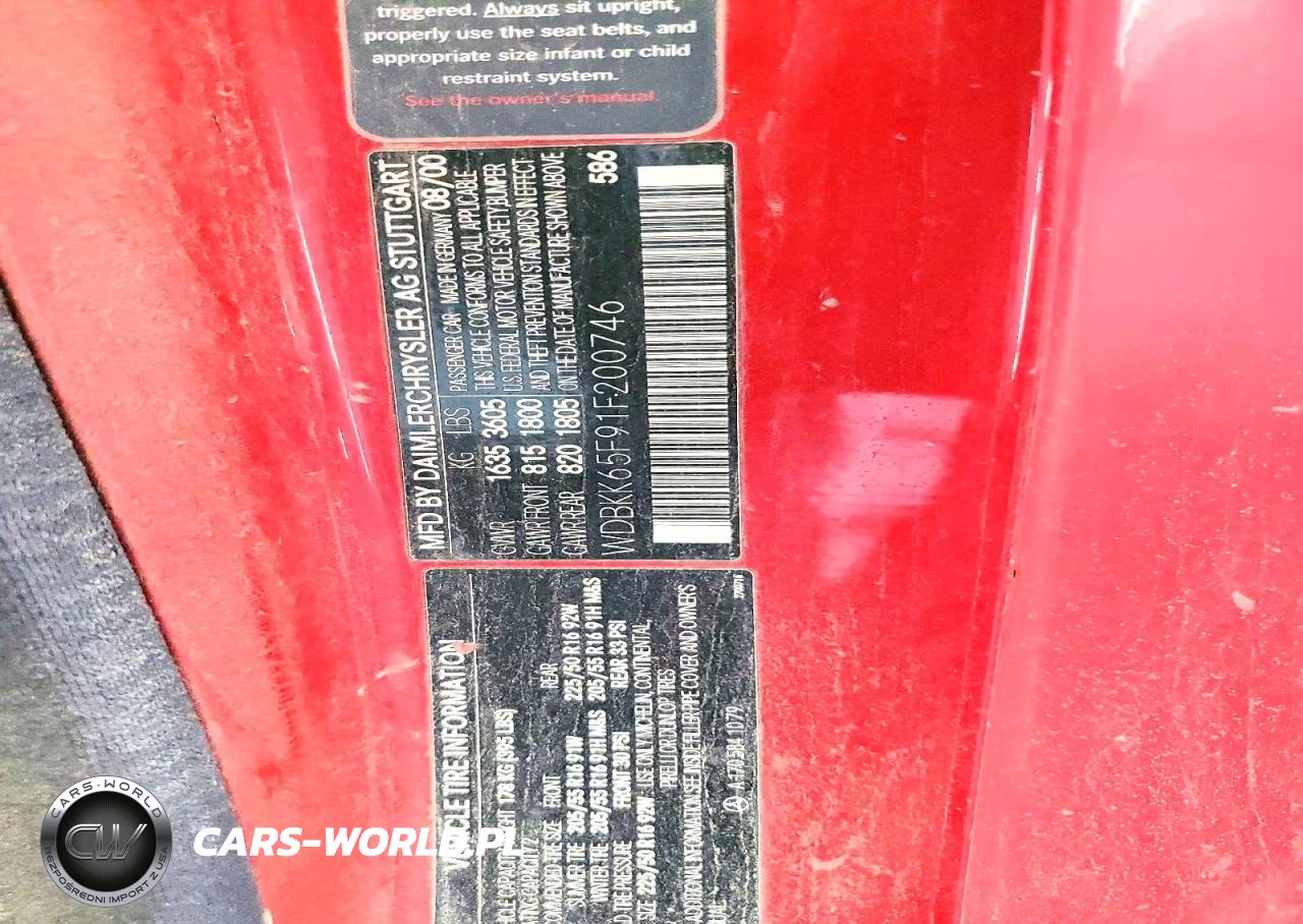 2001 Mercedes-Benz Slk 320 VIN:WDBKK65F91F200746 - 12