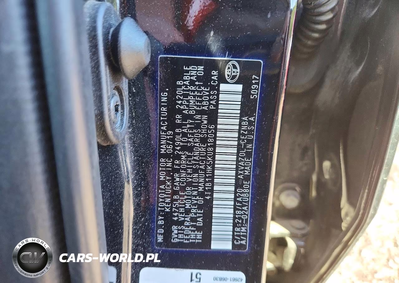 2019 Toyota Camry Le VIN:4T1B11HK5KU818056 - 12
