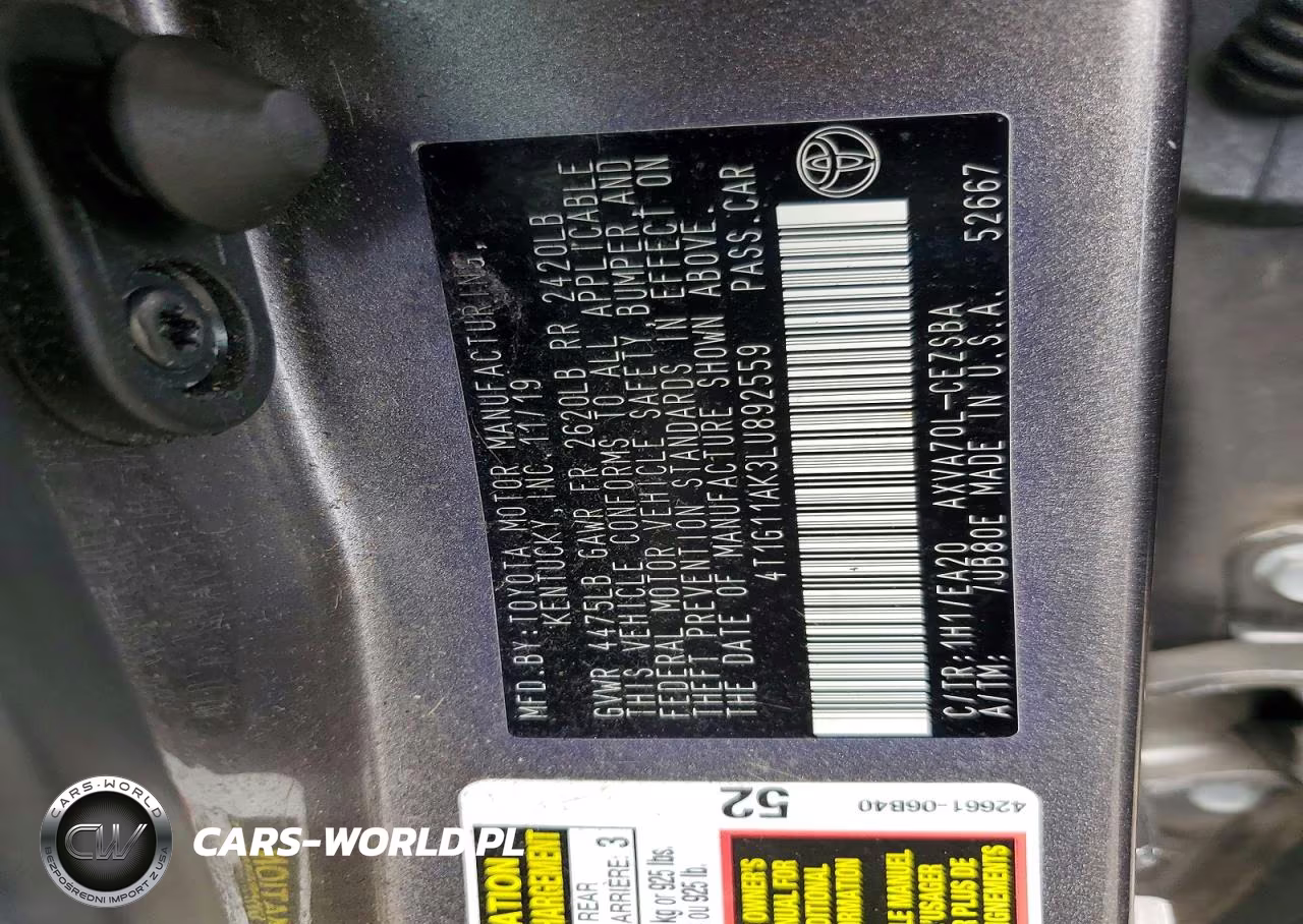 2020 Toyota Camry Se VIN:4T1G11AK3LU892559 - 12