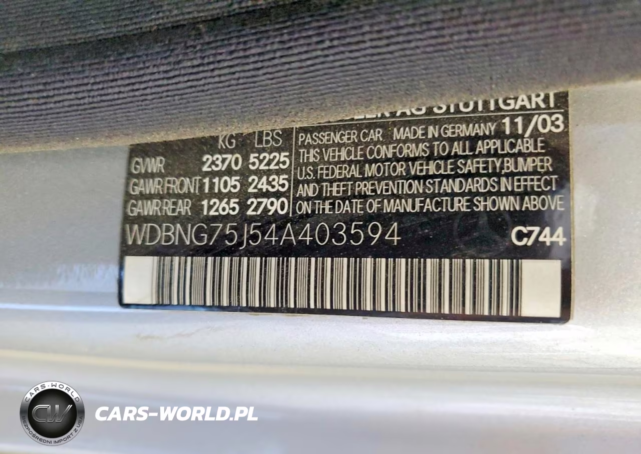 2004 Mercedes-Benz S 500 VIN:WDBNG75J54A403594 - 12