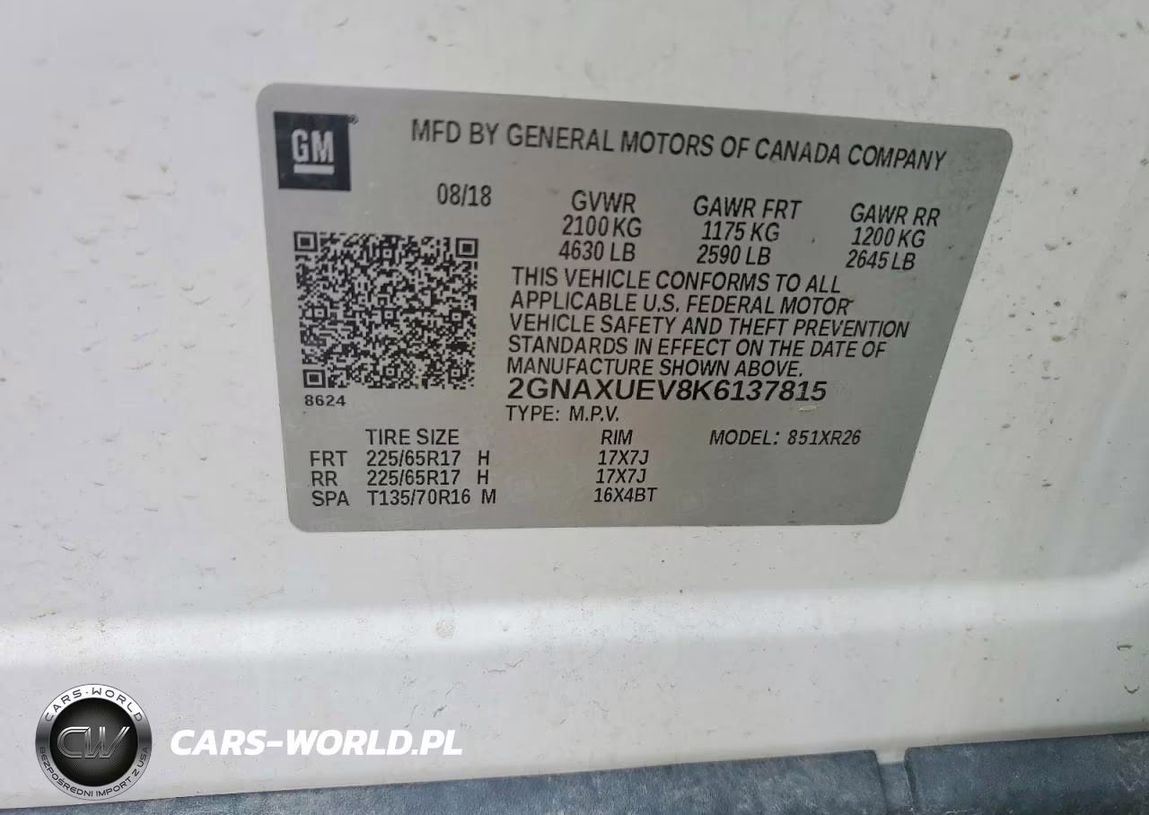 2019 Chevrolet Equinox Lt VIN:2GNAXUEV8K6137815 - 14