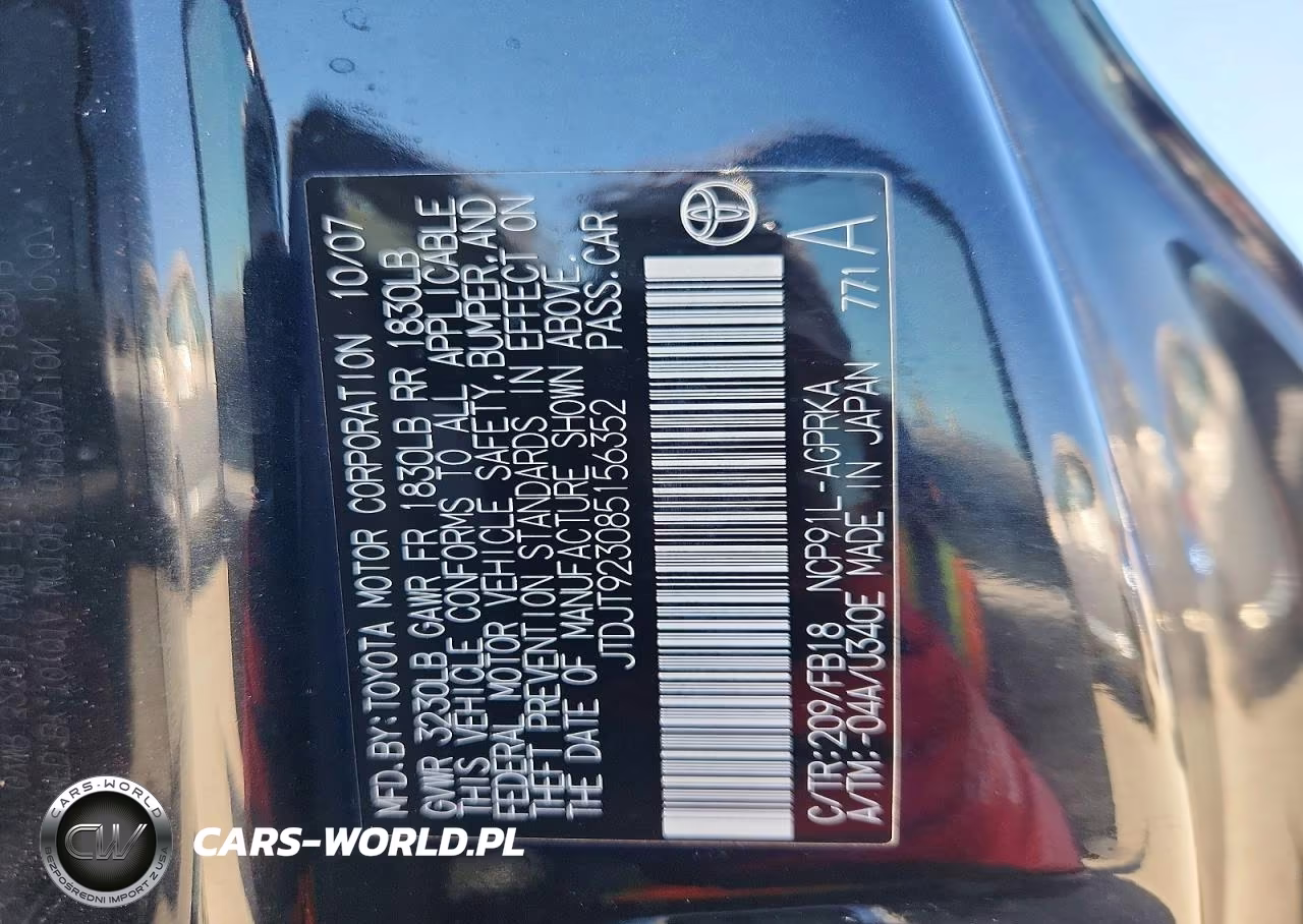 2008 Toyota Yaris Base VIN:JTDJT923085156352 - 12