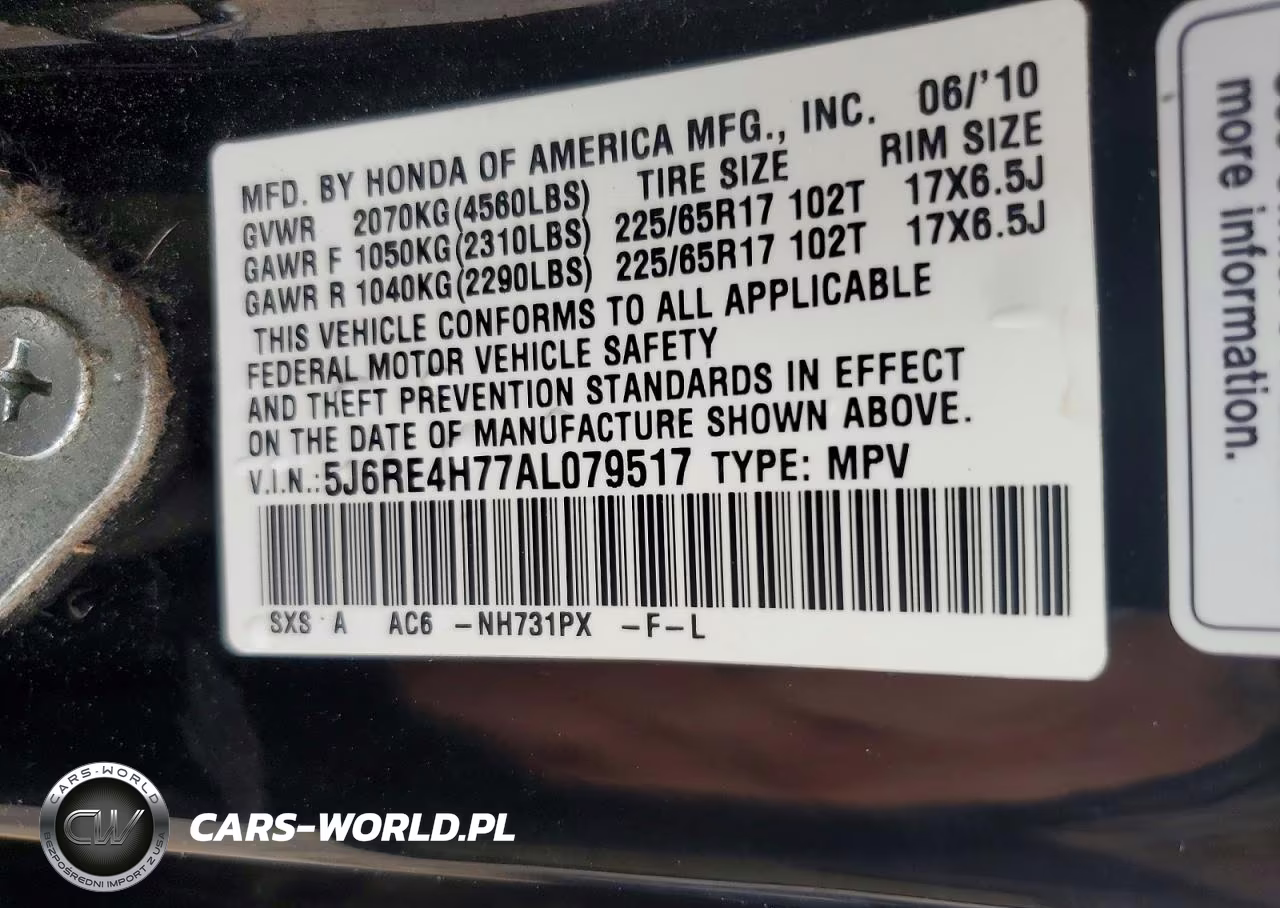 2010 Honda Cr-V Exl VIN:5J6RE4H77AL079517 - 14