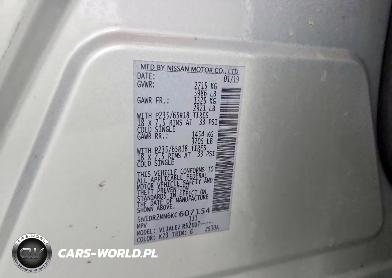 2019 Nissan Pathfinder Sv VIN:5N1DR2MN6KC607154 - 12
