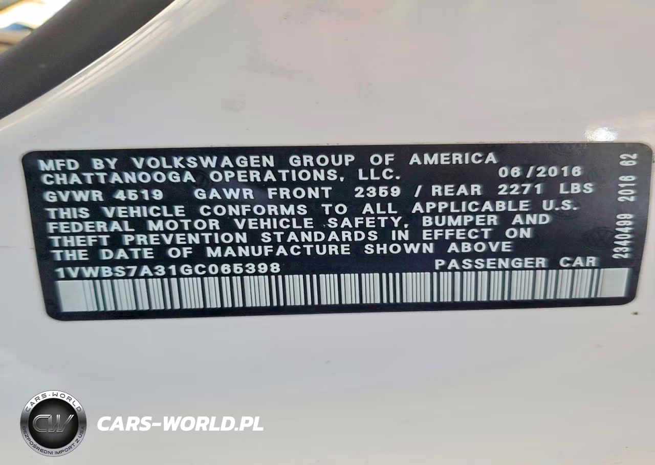 2016 Volkswagen Passat Se VIN:1VWBS7A31GC065398 - 13