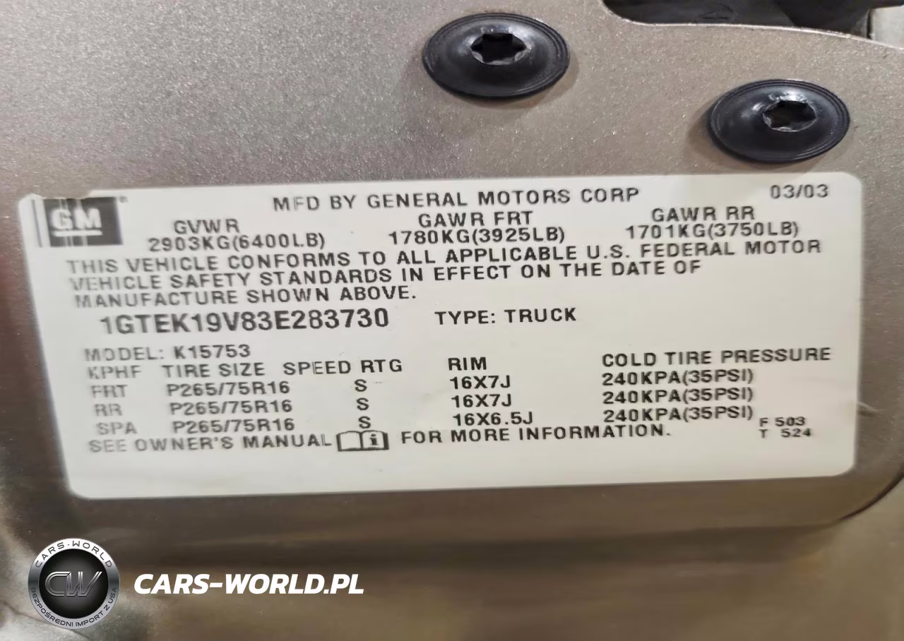 2003 GMC New Sierra K1500 VIN:1GTEK19V83E283730 - 13