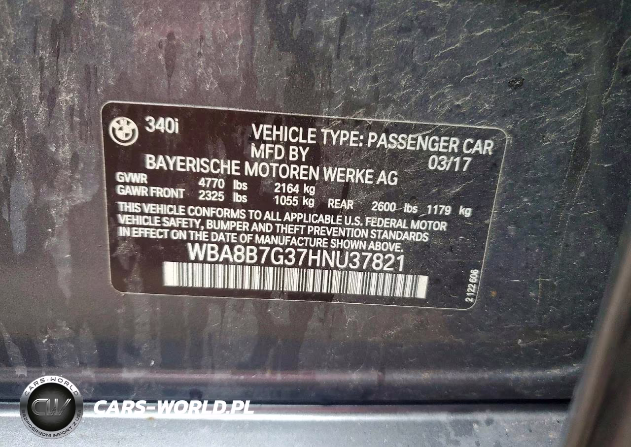 2017 BMW 340 Xi VIN:WBA8B7G37HNU37821 - 13