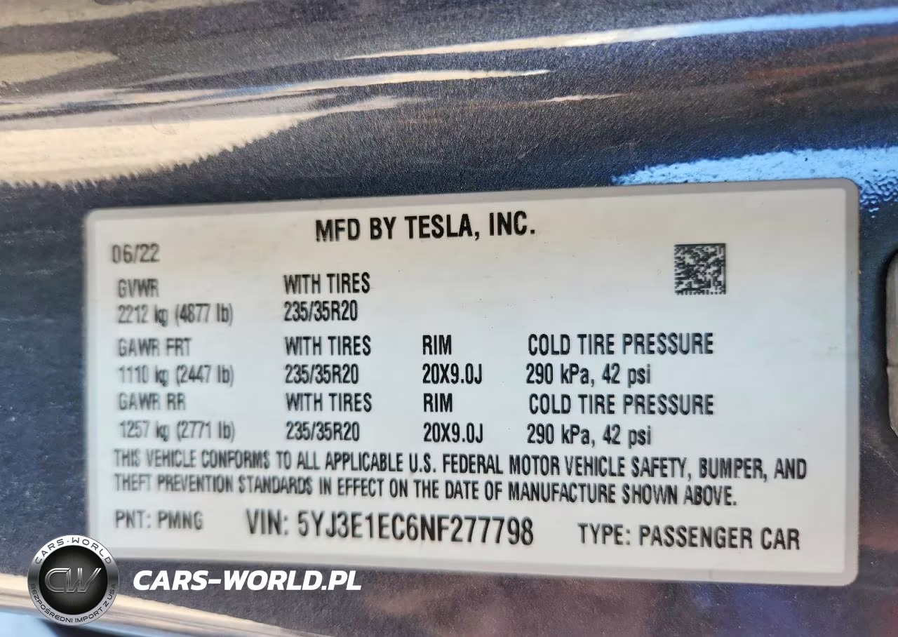 2022 Tesla Model 3 VIN:5YJ3E1EC6NF277798 - 12