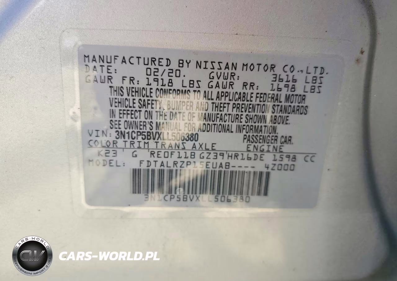 2020 Nissan Kicks S VIN:3N1CP5BVXLL506380 - 12