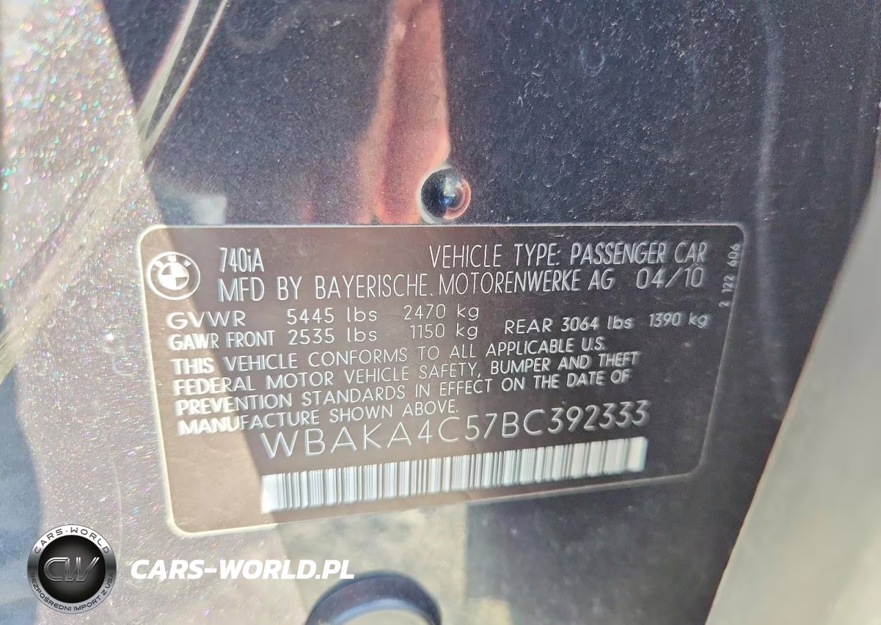 2011 BMW 740 I VIN:WBAKA4C57BC392333 - 12