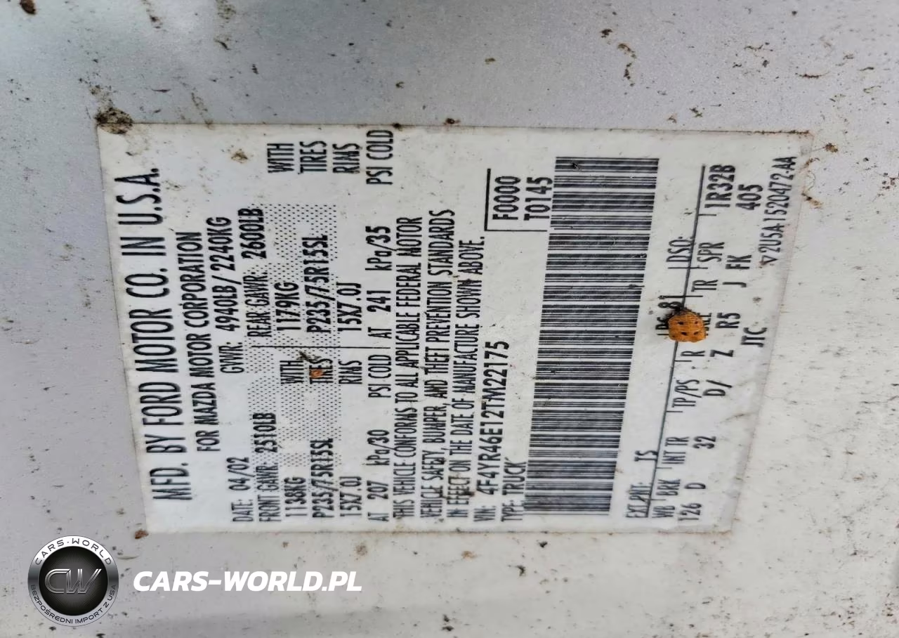 2002 Mazda B4000 Cab Plus VIN:4F4YR46E12TM22175 - 12