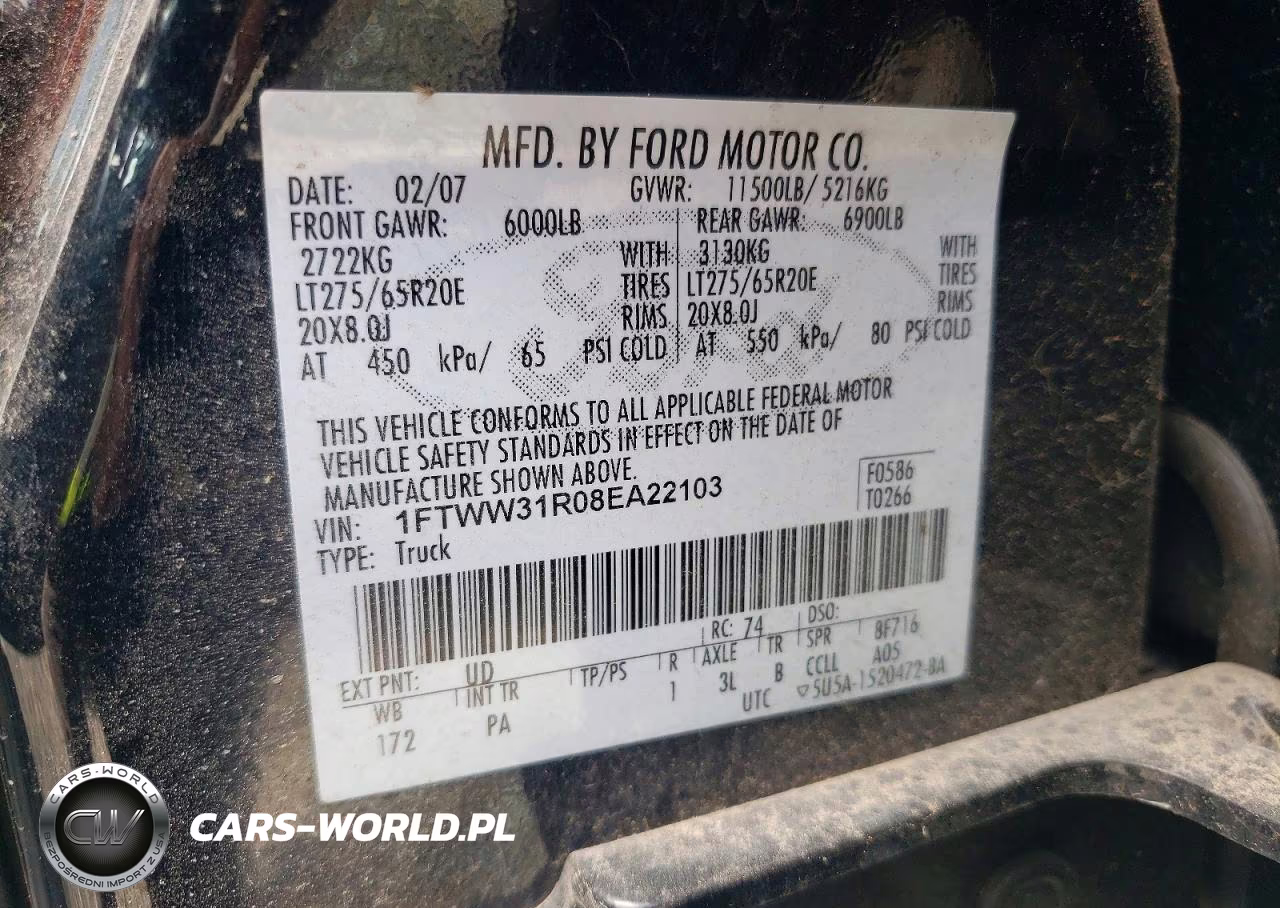 2008 Ford F350 Srw Super Duty VIN:1FTWW31R08EA22103 - 12