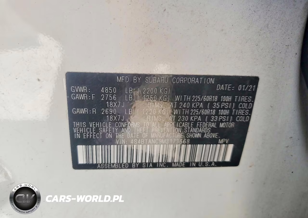 2021 Subaru Outback Limited VIN:4S4BTANC9M3173668 - 13