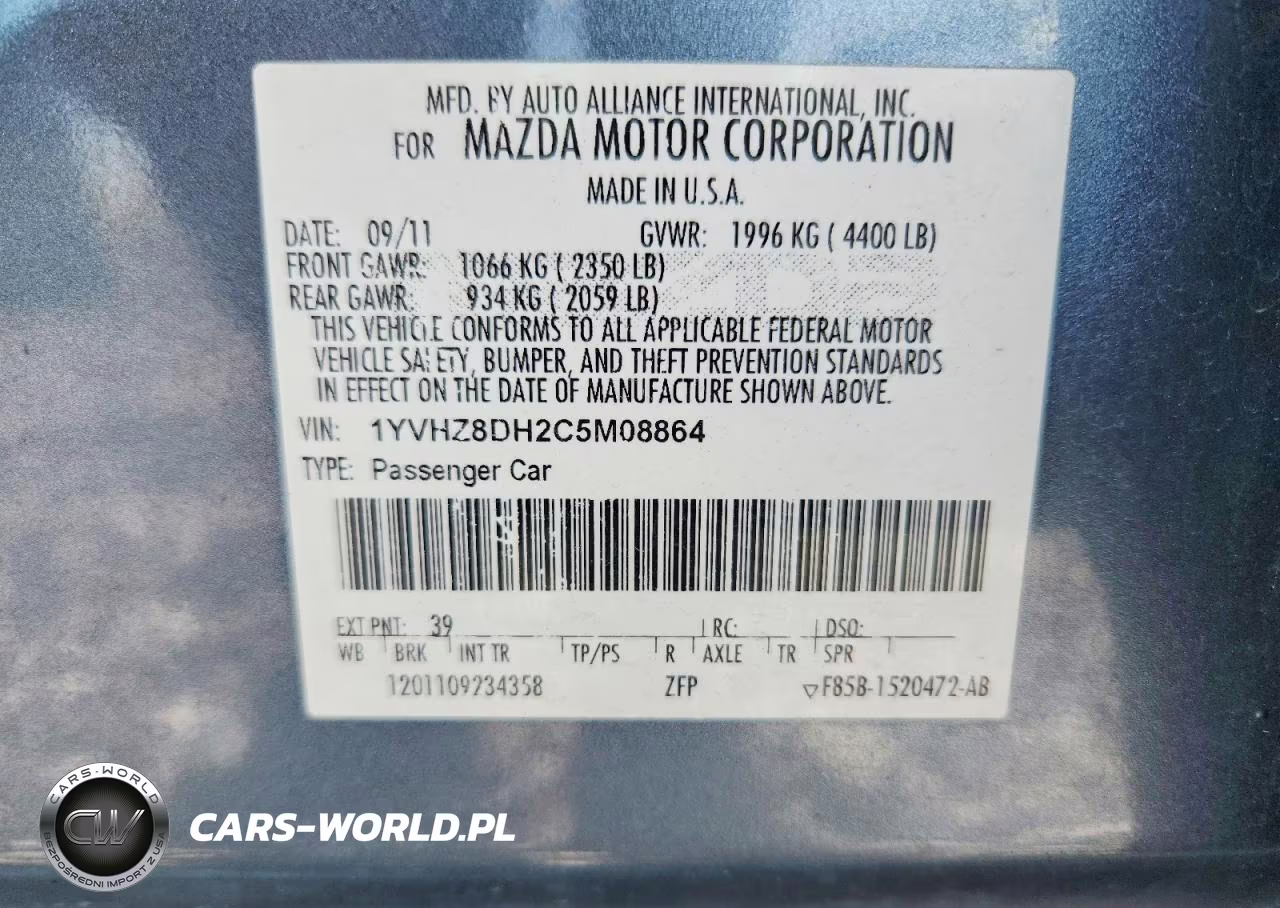 2012 Mazda 6 I VIN:1YVHZ8DH2C5M08864 - 12