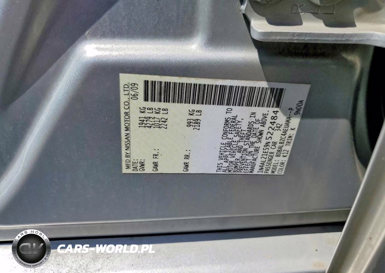 2009 Nissan Altima 2.5 VIN:1N4AL21E59N522484 - 12