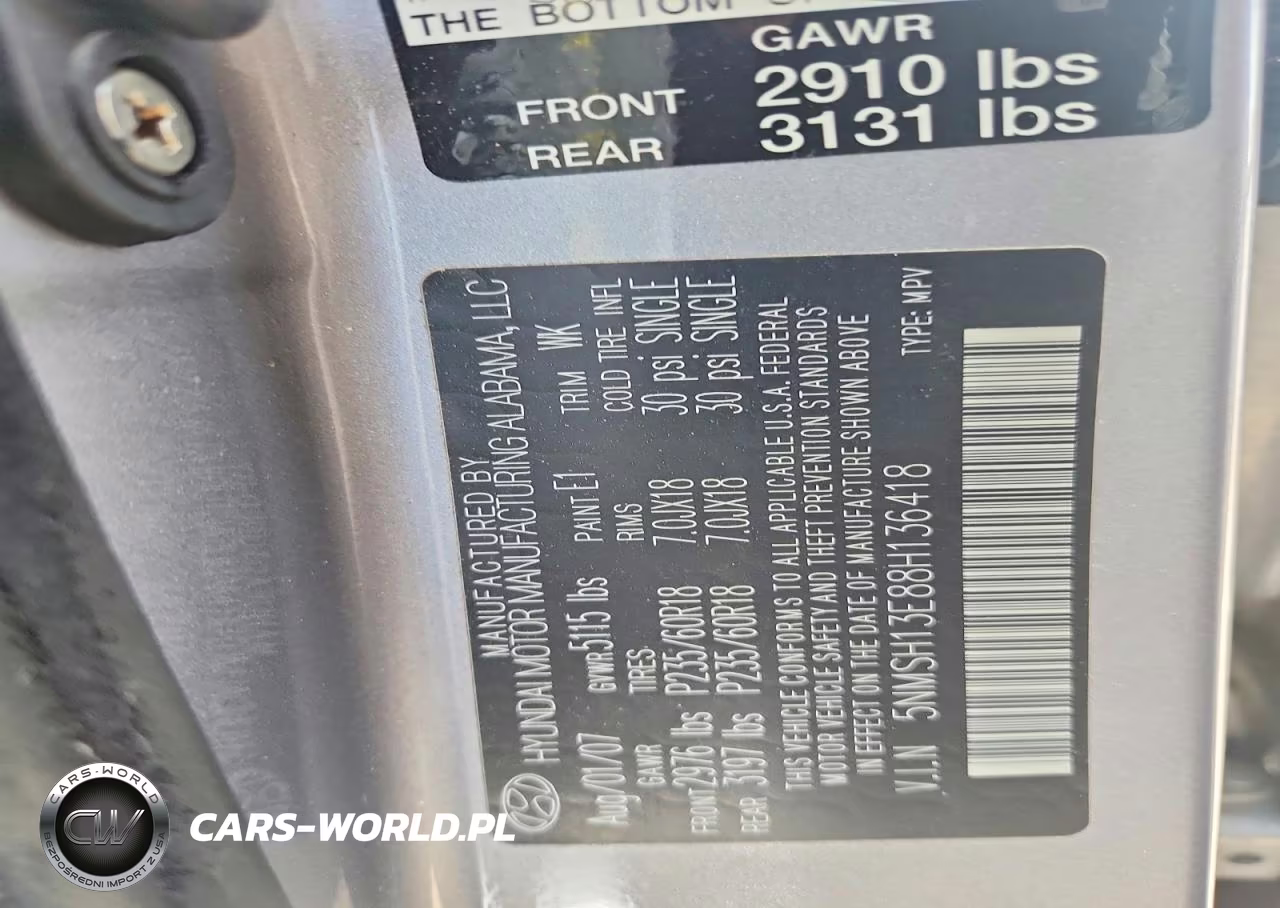 2008 Hyundai Santa Fe Se VIN:5NMSH13E88H136418 - 13