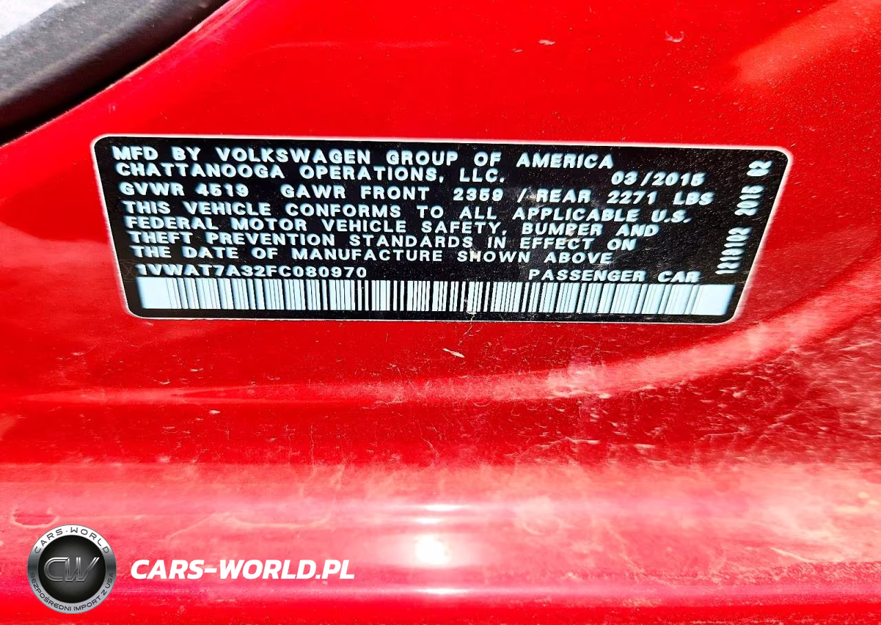 2015 Volkswagen Passat S VIN:1VWAT7A32FC080970 - 12