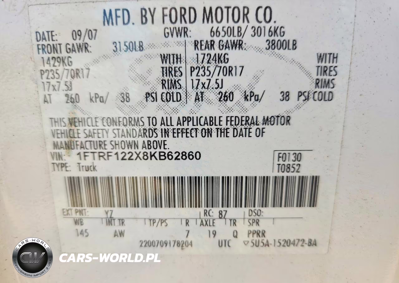 2008 Ford F150 VIN:1FTRF122X8KB62860 - 12