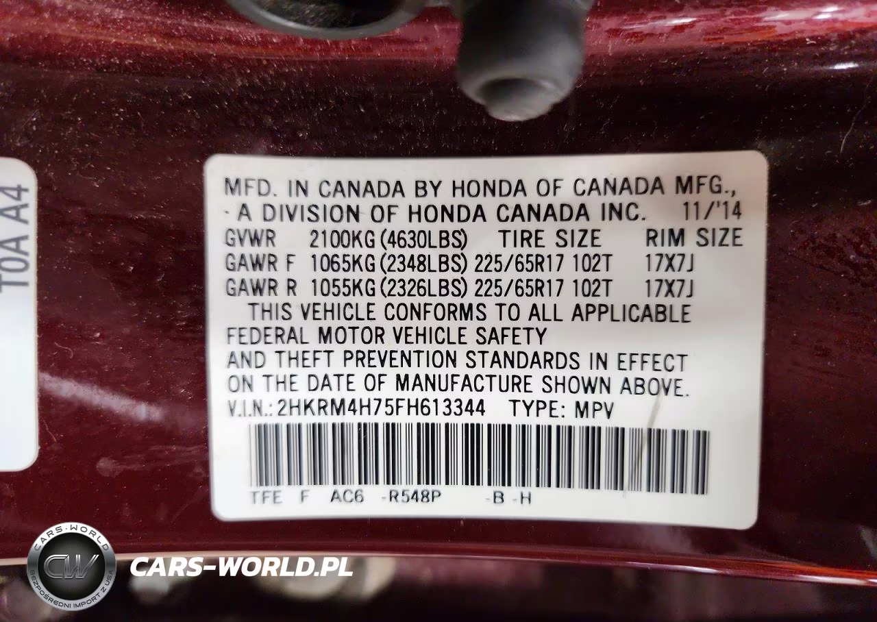 2015 Honda Cr-V Exl VIN:2HKRM4H75FH613344 - 13