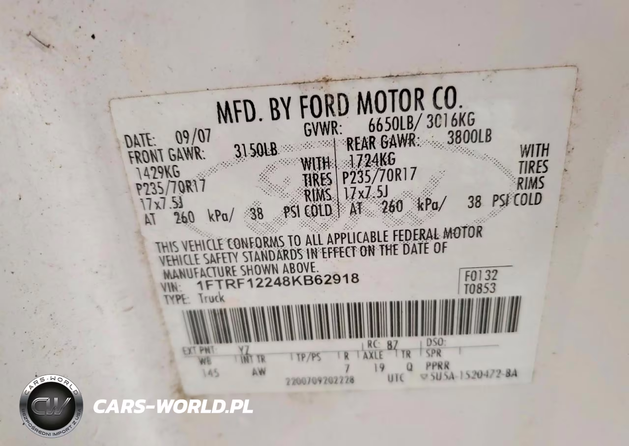 2008 Ford F150 VIN:1FTRF12248KB62918 - 12