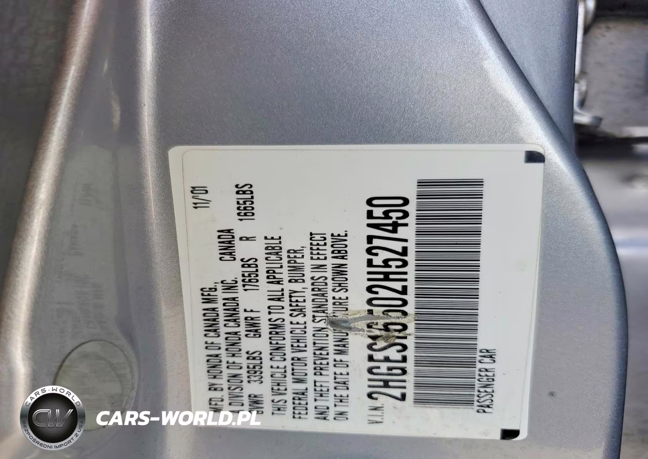 2002 Honda Civic Lx VIN:2HGES16502H527450 - 12