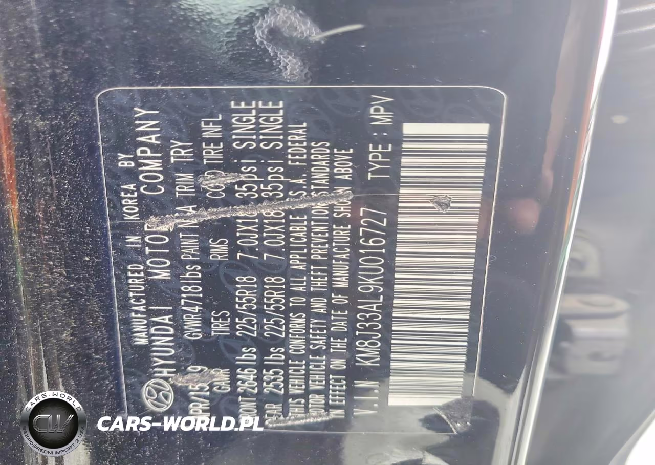 2019 Hyundai Tucson Sel VIN:KM8J33AL9KU016727 - 13