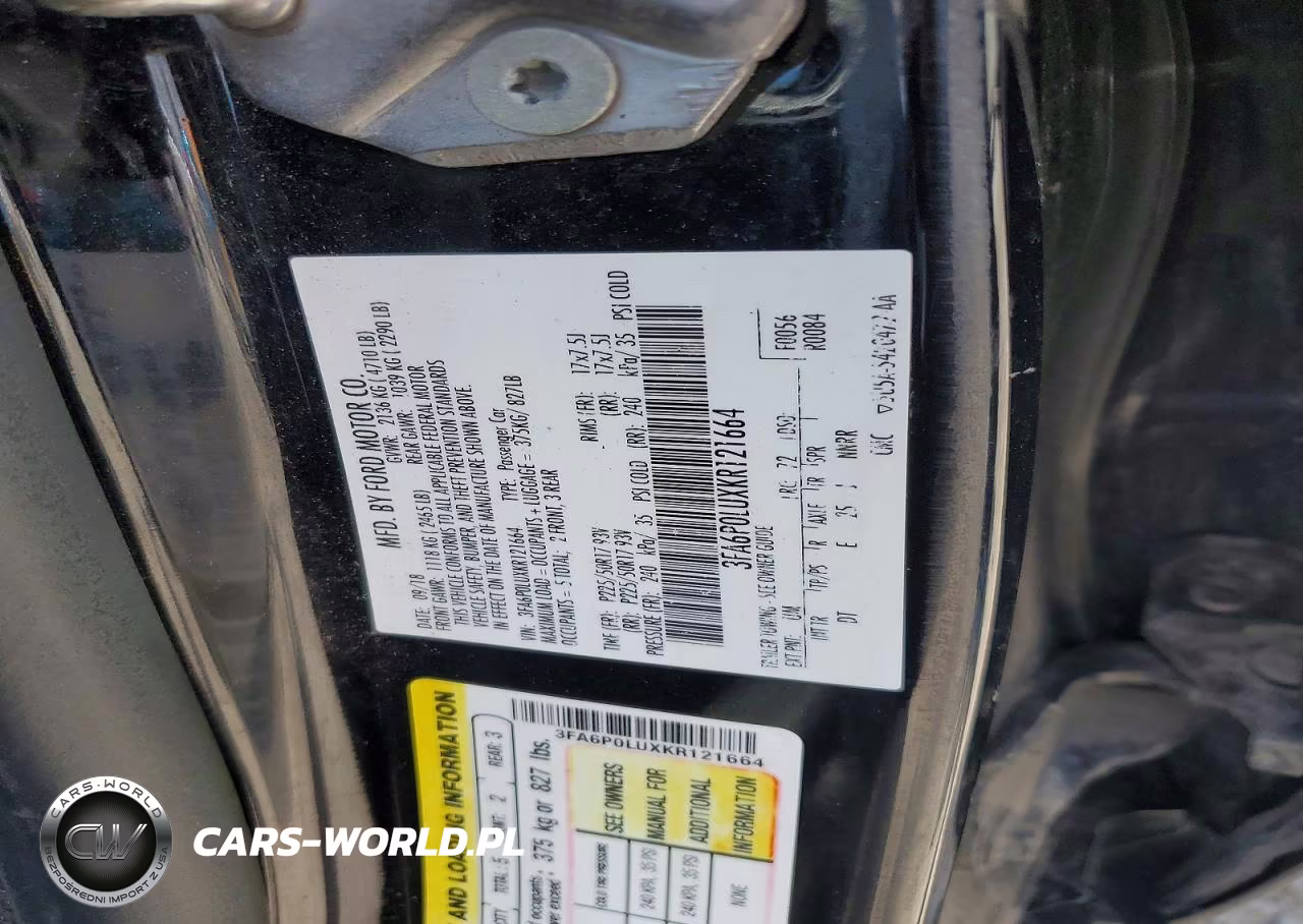 2019 Ford Fusion Se VIN:3FA6P0LUXKR121664 - 12