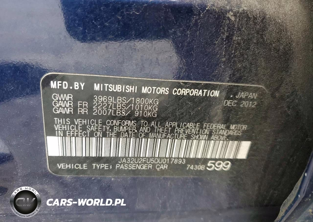2013 Mitsubishi Lancer Es-Es Sport VIN:JA32U2FU5DU017893 - 12